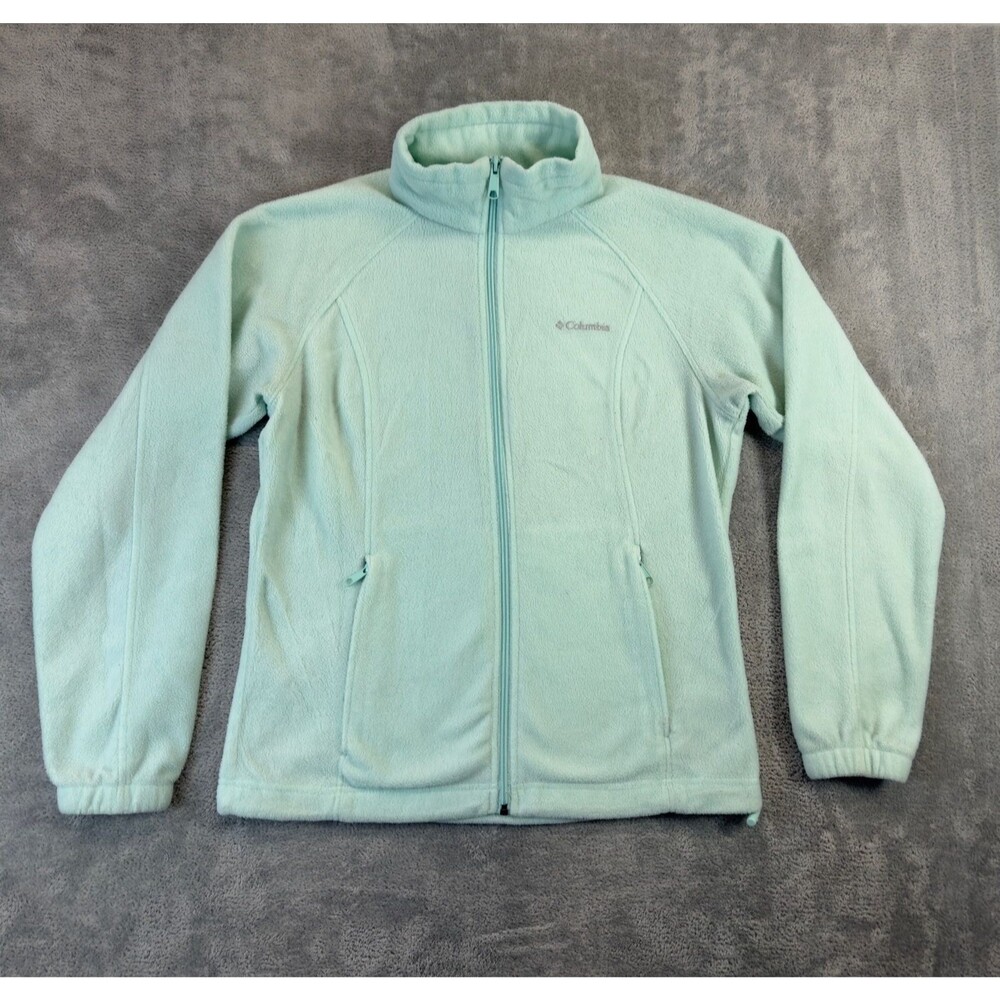 Columbia Sweater Womens Medium Teal Fleece Full Zip Long Sleeve Outdoor Pockets